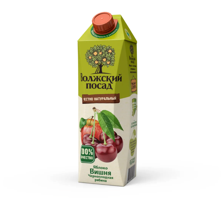 Сок "Воложский посад" вишня, яблоко, черноплодная рябина